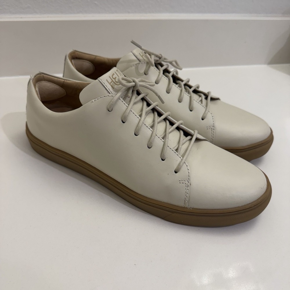 Helm Leather Sneakers in Off-White with Gum Sole